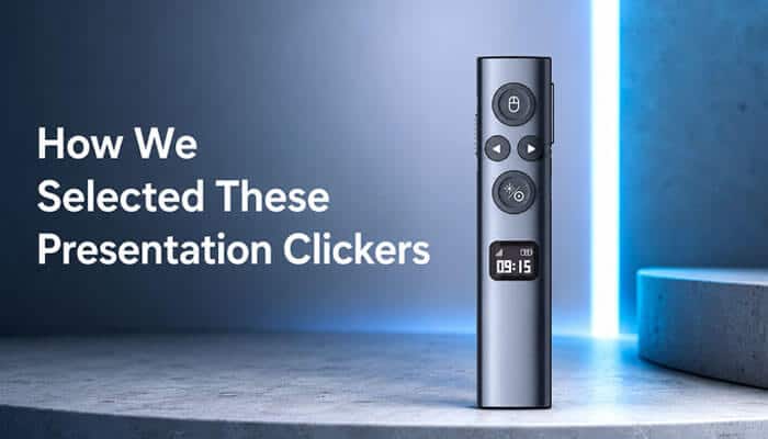 How we selected these presentation clickers - tycoonstory | tycoonstory media How we selected the best wireless presentation clickers based on design, wireless range, compatibility, battery life, and advanced presentation features for professionals.