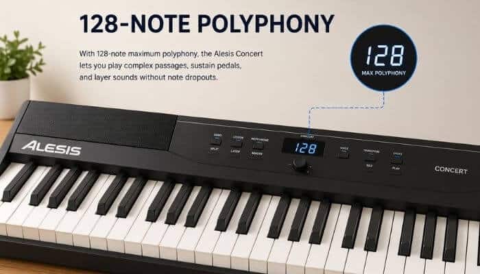 128-note polyphony 1 | tycoonstory media Alesis concert 88-key digital piano with 128-note polyphony