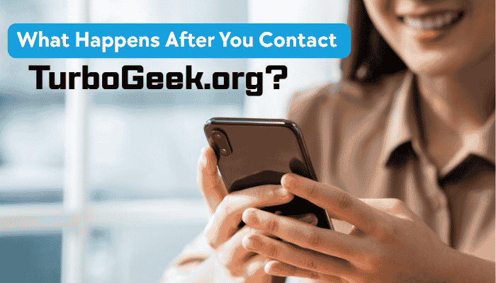Get in touch in turbogeek. Org - tycoonstory | tycoonstory media Woman using a smartphone after choosing to get in touch in turbogeek. Org and waiting for a response from the support team.