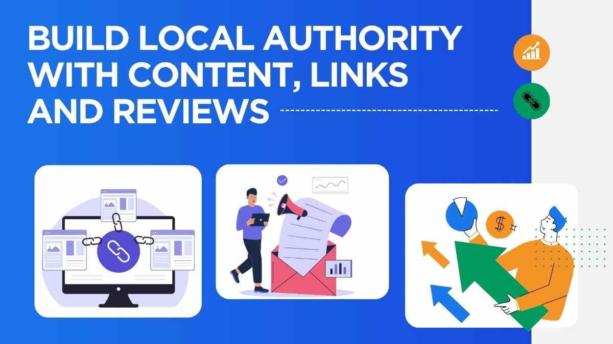 Digital marketing kansas city - tycoonstory | tycoonstory media Digital marketing kansas city graphic showing local seo authority strategies with content, backlinks, and reviews to improve business visibility.