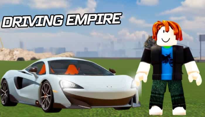 Driving empire - tycoonstory | tycoonstory media Fun roblox games to play with friends featuring driving empire, with a roblox character beside a luxury sports car in an open-world driving and racing environment.