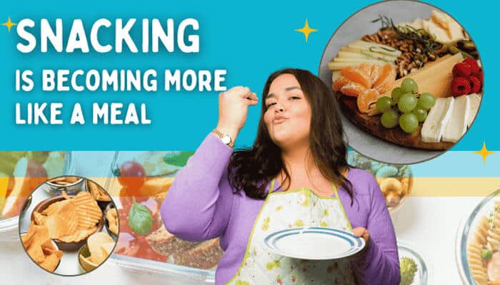 Fhthgoodfood latest food trends by fromhungertohope - tycoonstory | tycoonstory media Fhthgoodfood latest food trends by fromhungertohope showing a woman enjoying snack foods as snacking becomes more like a complete meal.