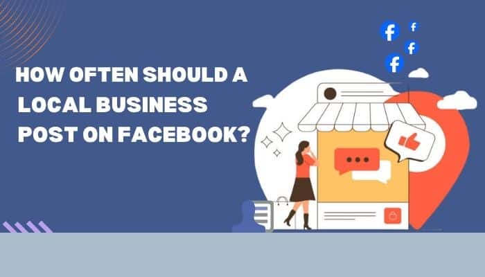 How often should a business post on facebook - tycoonstory | tycoonstory media How often should a business post on facebook illustration showing a local business storefront, social media engagement icons, and facebook symbols.