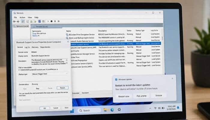 How to restart bluetooth service windows after an update | tycoonstory media How to restart bluetooth service windows after an update using bluetooth support service in windows 11