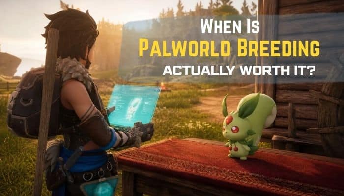 Palworld breeding guide - tycoonstory | tycoonstory media Palworld breeding guide showing a player interacting with a pal while exploring when breeding is worth using for stronger pals and better traits.