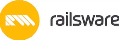 Railsware - tycoonstory | tycoonstory media Railsware logo: yellow circle with white stripes beside the 'railsware' wordmark.