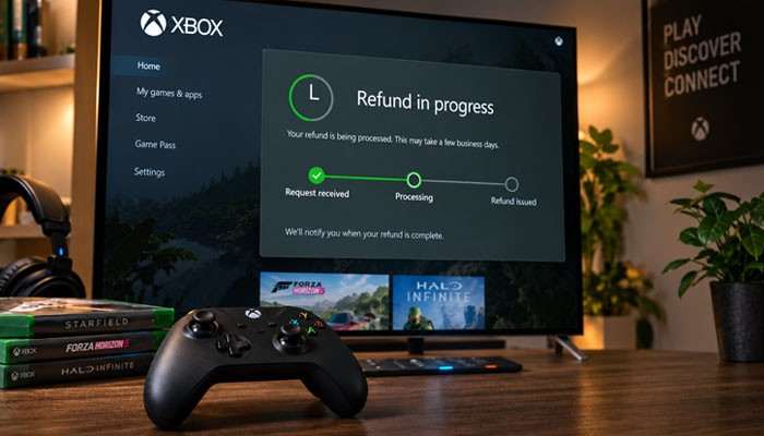 Xbox game refund processing time - tycoonstory | tycoonstory media Xbox game refund 2026 status tracking screen showing refund in progress, microsoft xbox account review, and digital game refund processing timeline.