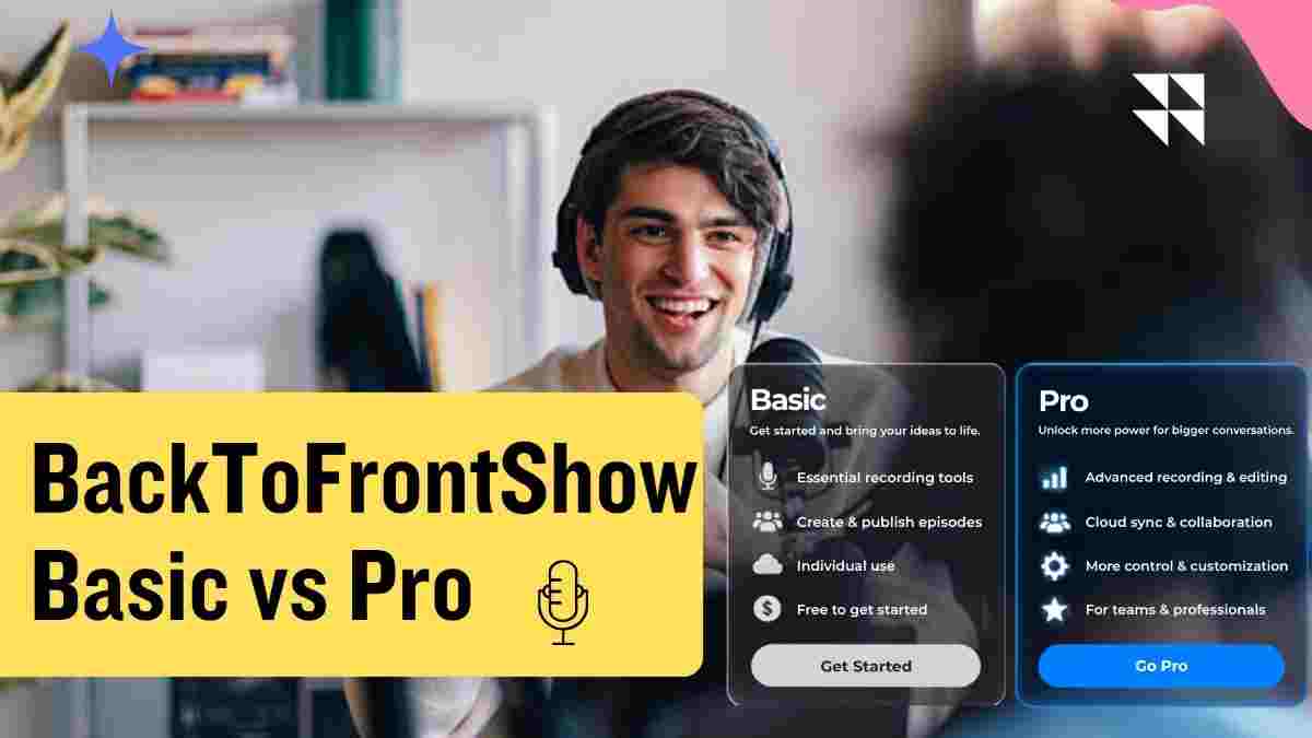 Backtofrontshow pricing - tycoonstory | tycoonstory media Backtofrontshow pricing comparison showing basic vs pro plans with podcast creators, microphone setup, recording tools, collaboration features, and subscription options for different user needs.