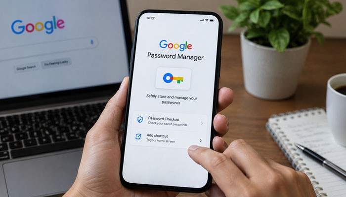 Can google password manager automatically change a password? - tycoonstory | tycoonstory media Google password manager app interface on smartphone displaying password security tools, saved credentials, and password checkup features for safer online authentication.