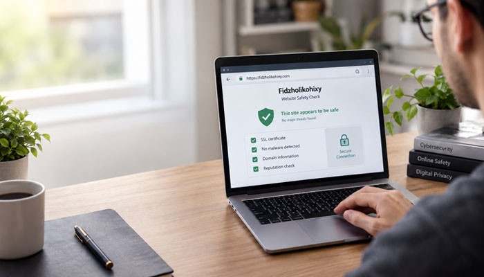 How to check whether fidzholikohixy is safe - tycoonstory | tycoonstory media Is fidzholikohixy safe? User reviewing fidzholikohixy website security checks on a laptop, analyzing ssl protection, malware risks, privacy concerns, and online safety verification steps.