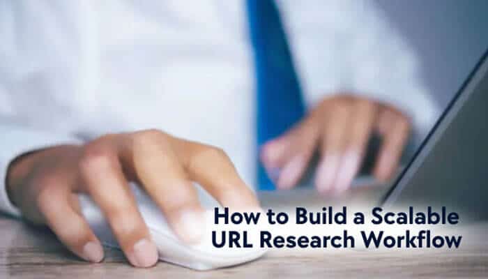 How to build a scalable url research workflow - tycoonstory | tycoonstory media Target company url research workflow showing a professional using a laptop and mouse to find, review, verify, and organize official company website urls for scalable b2b research.