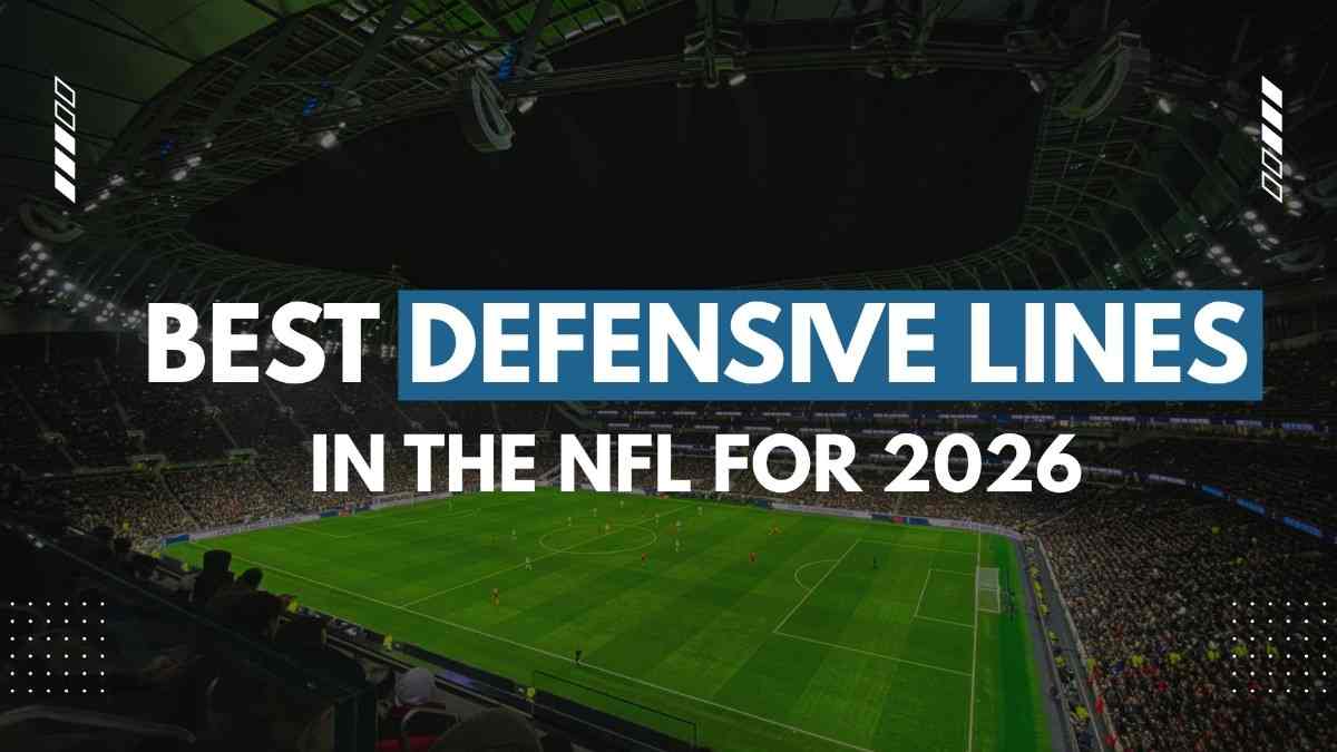 Nfl defense rankings - tycoonstory | tycoonstory media Nfl defense rankings graphic featuring a football stadium background and highlighting the best defensive lines in the nfl for 2026.
