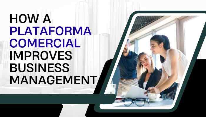 Plataforma comercial - tycoonstory | tycoonstory media Plataforma comercial concept showing a modern business management solution with a team collaborating on digital commerce strategies, sales growth, and operational improvement.
