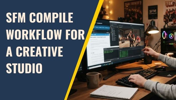 Sfm compile - tycoonstory | tycoonstory media Sfm compile workflow for a creative studio showing a professional working on a computer with source filmmaker tools, animation editing software, and digital content production setup.