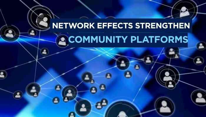Simpcity business model explained - tycoonstory | tycoonstory media Simpcity community platform model showing network effects, digital connections, and user interactions that help online communities grow and increase engagement.