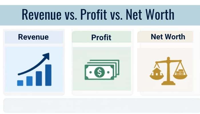 Tristan tate net worth - tycoonstory | tycoonstory media Tristan tate net worth comparison graphic showing revenue, profit, and net worth concepts with financial icons, explaining different measures of business income, earnings, and wealth evaluation.