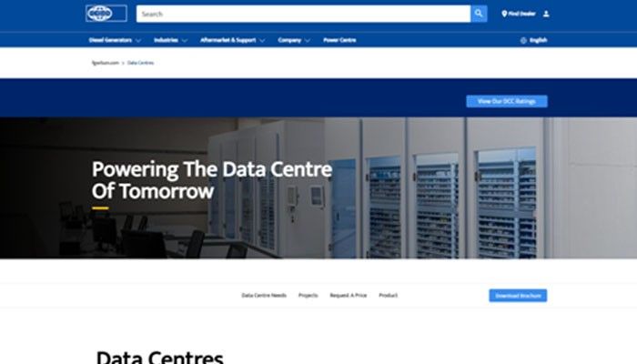 | tycoonstory media Hero banner with data center servers; the headline reads 'powering the data centre of tomorrow'.