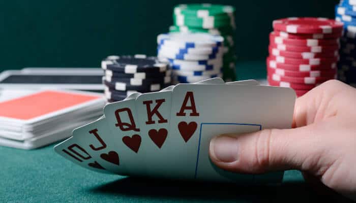 What are outs in poker - tycoonstory | tycoonstory media Poker hands ranked example showing a player holding 10, j, q, k and a of hearts, representing a royal flush—the highest-ranking standard poker hand.