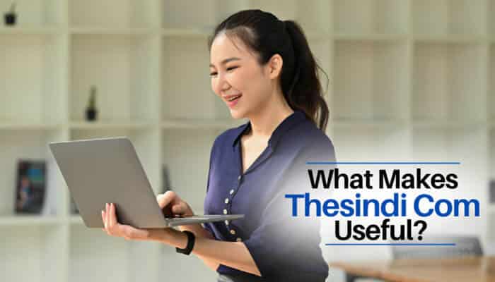 What makes thesindi com useful - tycoonstory | tycoonstory media Thesindi com usefulness explained with a professional browsing on a laptop, representing easy access to multi-topic content, practical information, and online resources.