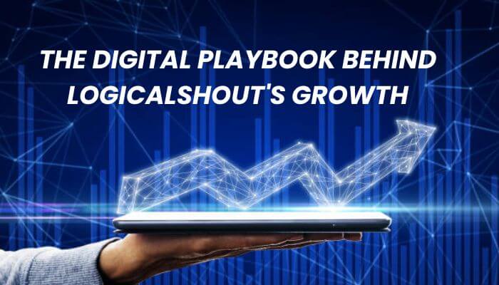 About logicalshout - tycoonstory | tycoonstory media About logicalshout digital growth strategy featuring a glowing upward arrow, analytics charts, and a tablet representing online business growth.