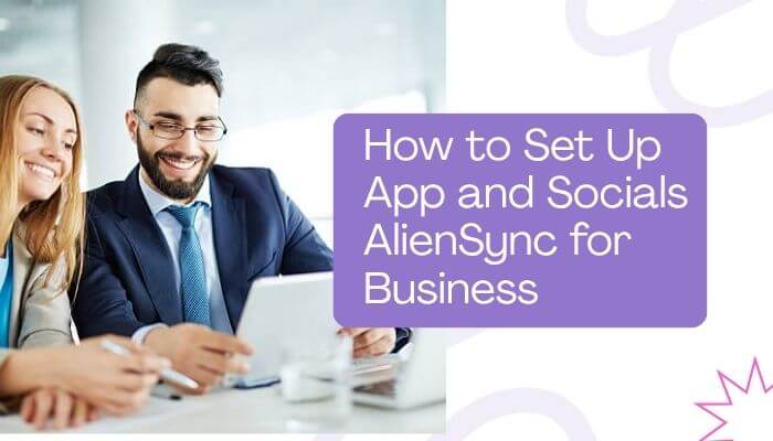 App and socials aliensync - tycoonstory | tycoonstory media App and socials aliensync setup for business, showing professionals working together to manage apps, social platforms, and digital workflows.