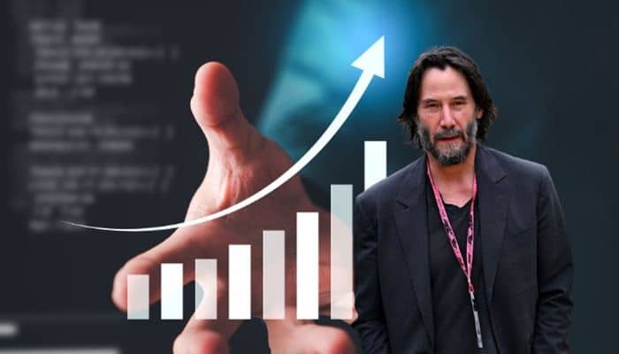 Factors that could increase keanu reeves net worth in the future - tycoonstory | tycoonstory media Keanu reeves net worth growth concept showing the actor beside an upward financial chart, representing career earnings from the matrix, john wick, production projects, and business ventures such as arch motorcycle.