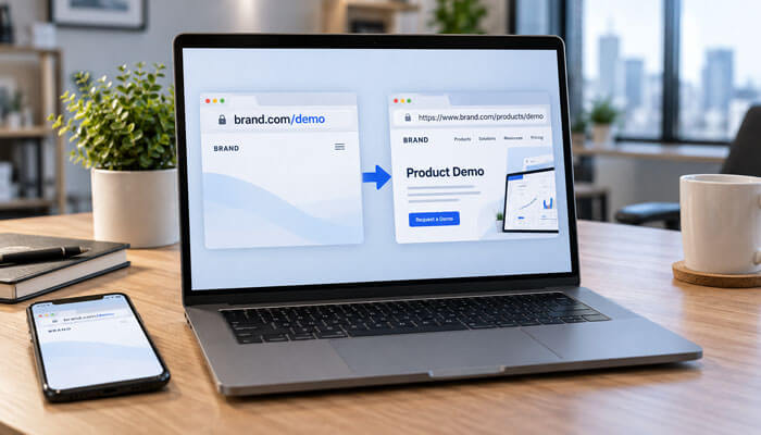 How does a vanity url work - tycoonstory | tycoonstory media What is a vanity url example showing a short branded link redirecting to a longer product demo url