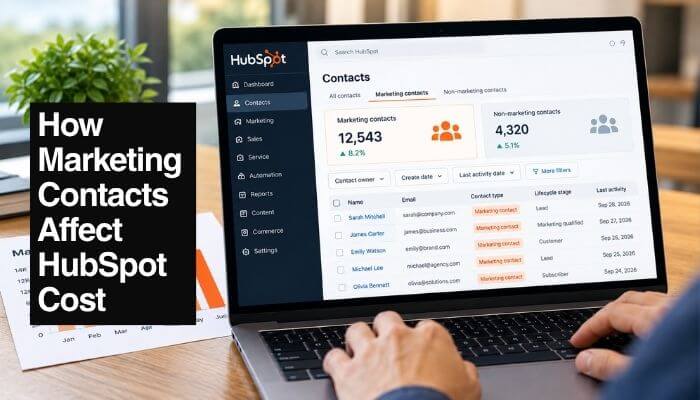 How marketing contacts affect hubspot cost 1 | tycoonstory media Hubspot cost and marketing contacts dashboard showing how contact growth affects pricing