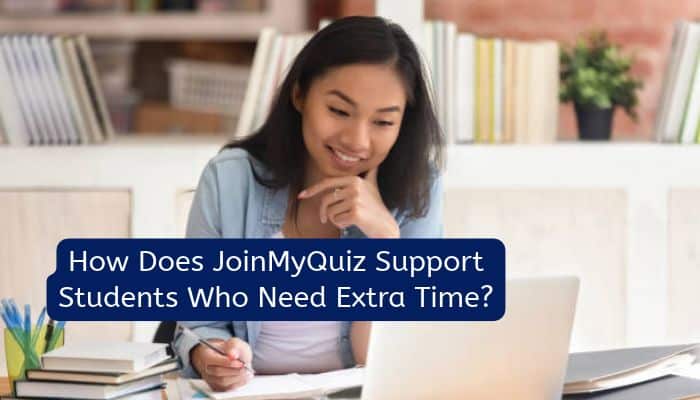 Joinmyquiz - tycoonstory | tycoonstory media Student studying with a laptop and notebook, illustrating how joinmyquiz supports learners who need extra time to complete online quizzes.