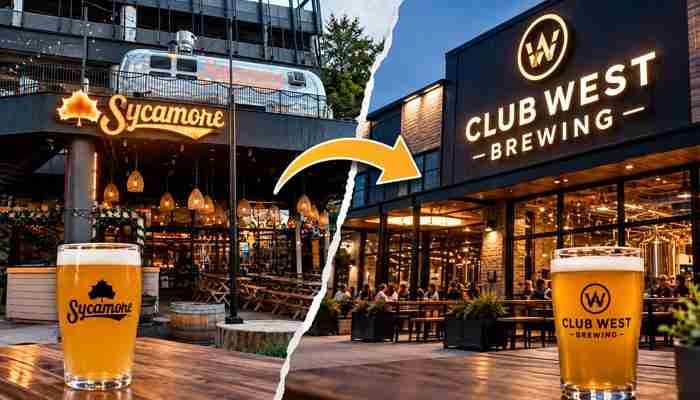 Why did the brewery rebrand instead of starting over - tycoonstory | tycoonstory media Sycamore brewing transitions to club west brewing following the justin brigham controversy, showing both brewery locations and their branding.